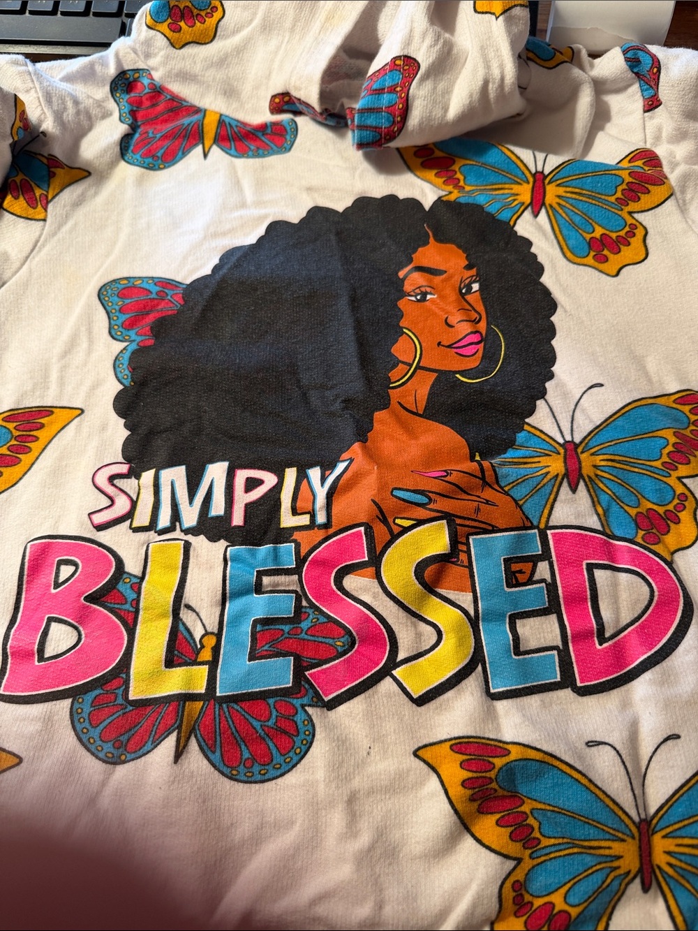 On Fire Cotton Simply Blessed Butterflies Girls Hoodie. Sz 12L